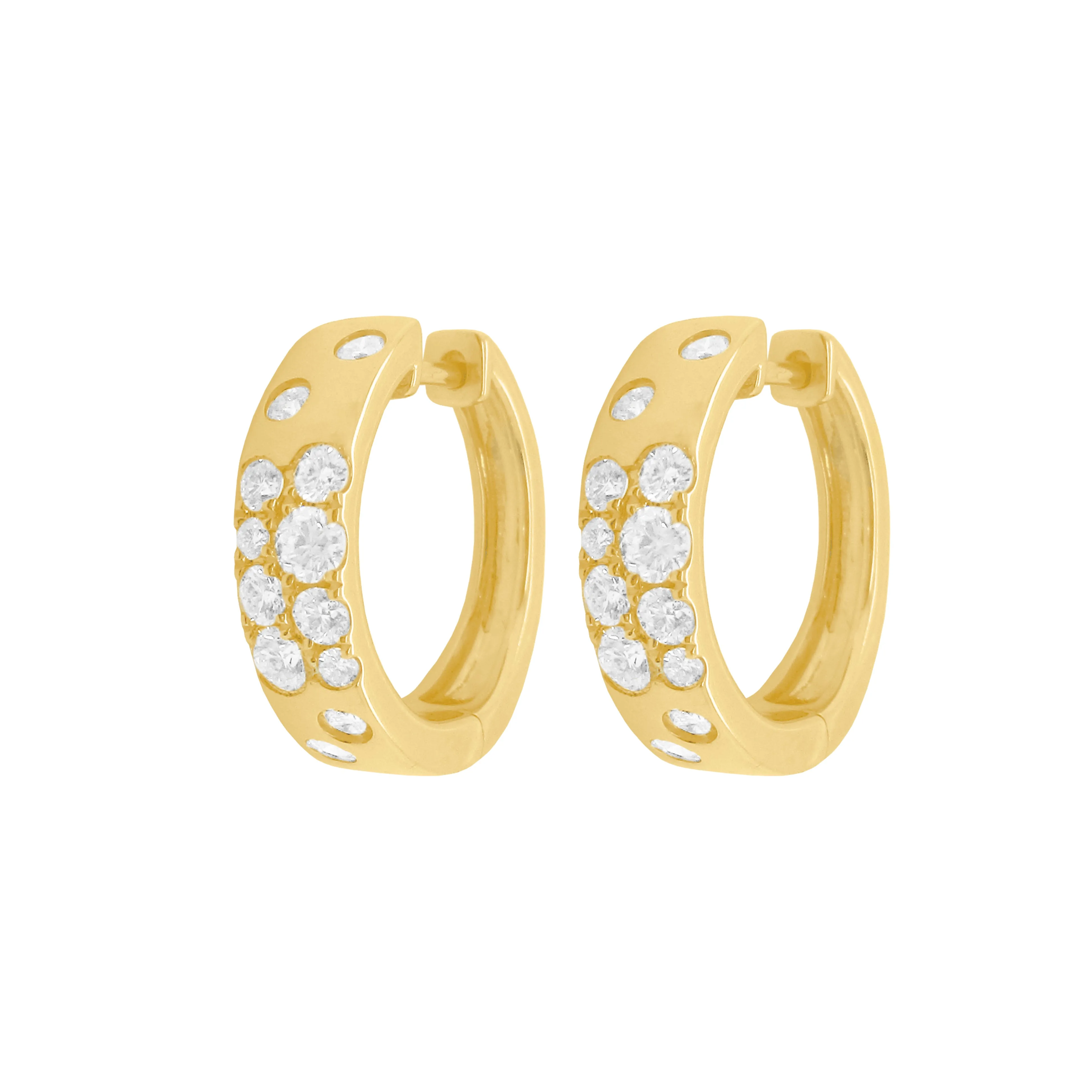 14K GOLD DIAMOND CONFETTI MINI HOOPS