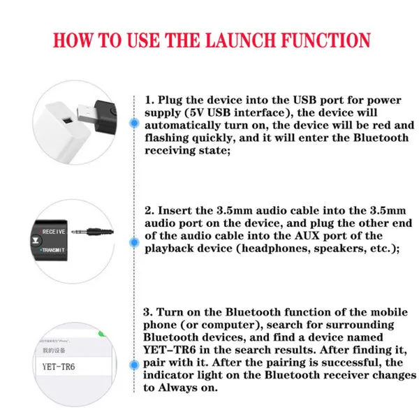 2-Piece: 2-in-1 USB Wireless Bluetooth Adapter 5.0 Transmitter