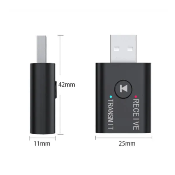 2-Piece: 2-in-1 USB Wireless Bluetooth Adapter 5.0 Transmitter