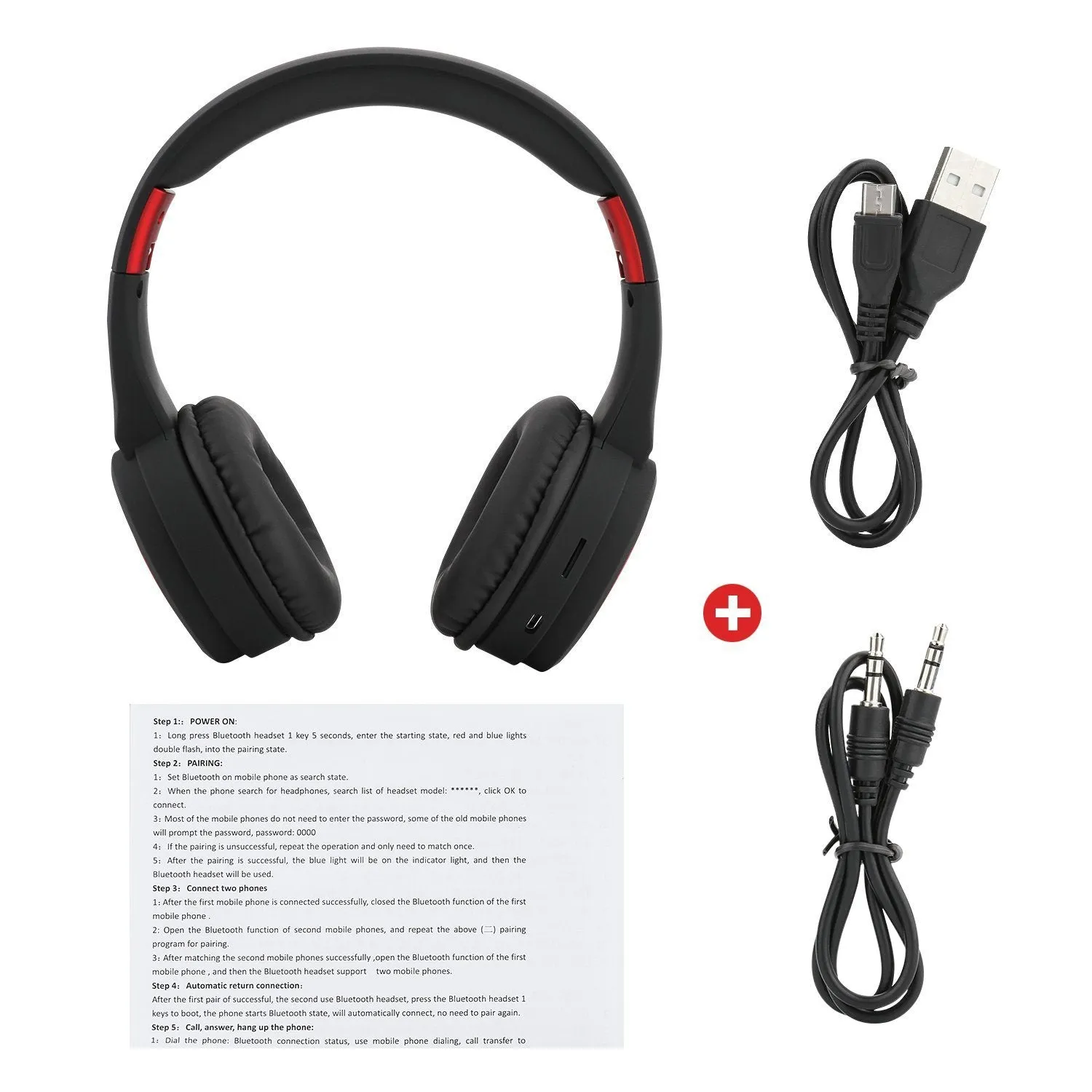 Bluetooth Headset Wireless Hi-Fi Stereo Foldable Headphones