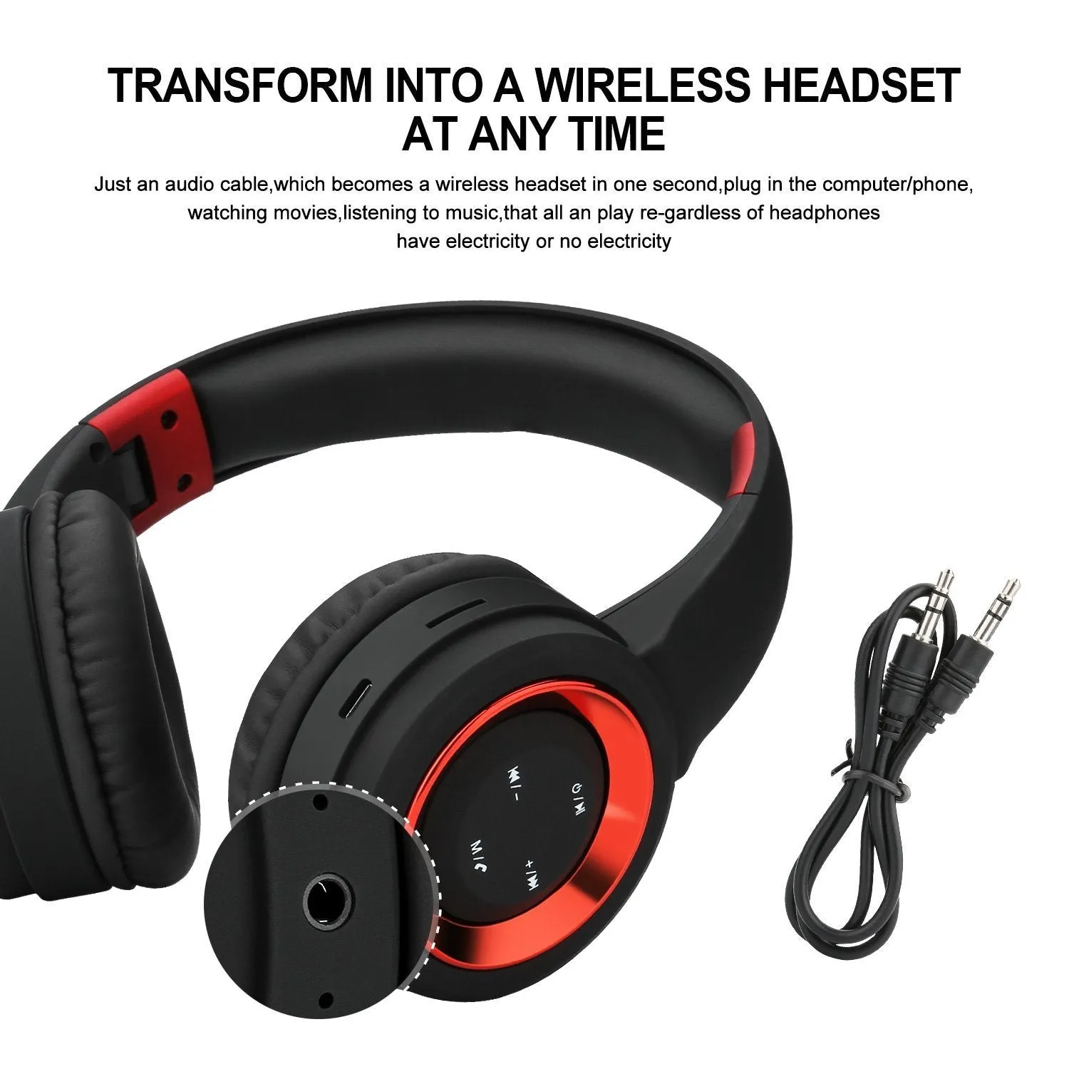 Bluetooth Headset Wireless Hi-Fi Stereo Foldable Headphones