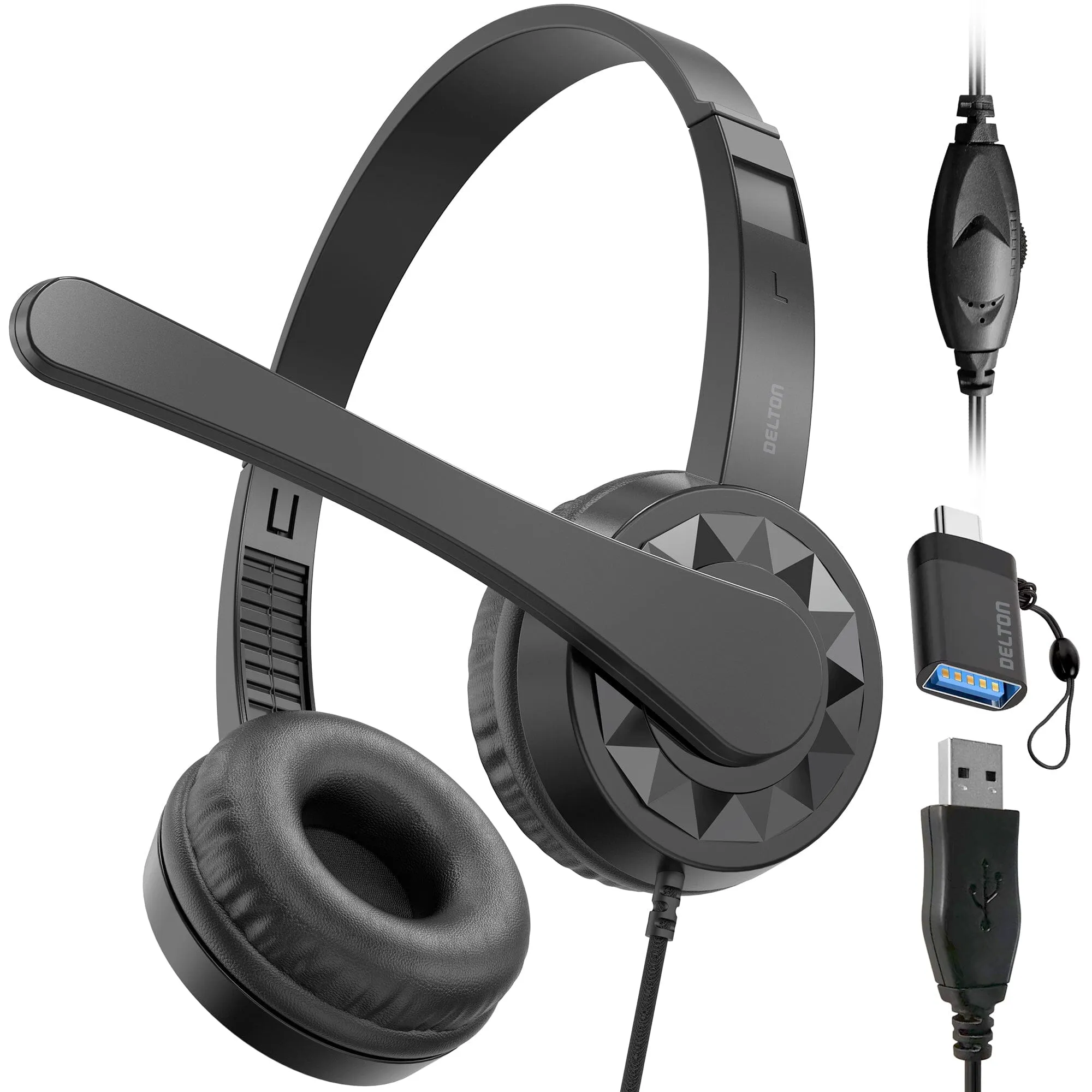 Delton 12YAC USB Computer Noise Isolating Headphones with Microphone