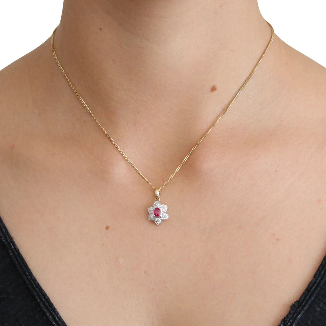 Diamond & Ruby Pendant Necklace