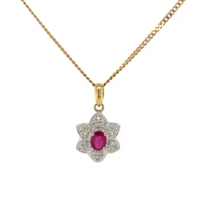 Diamond & Ruby Pendant Necklace