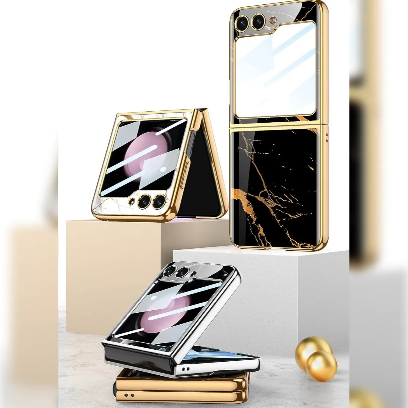 Galaxy Z Flip5 Marble Glass Case