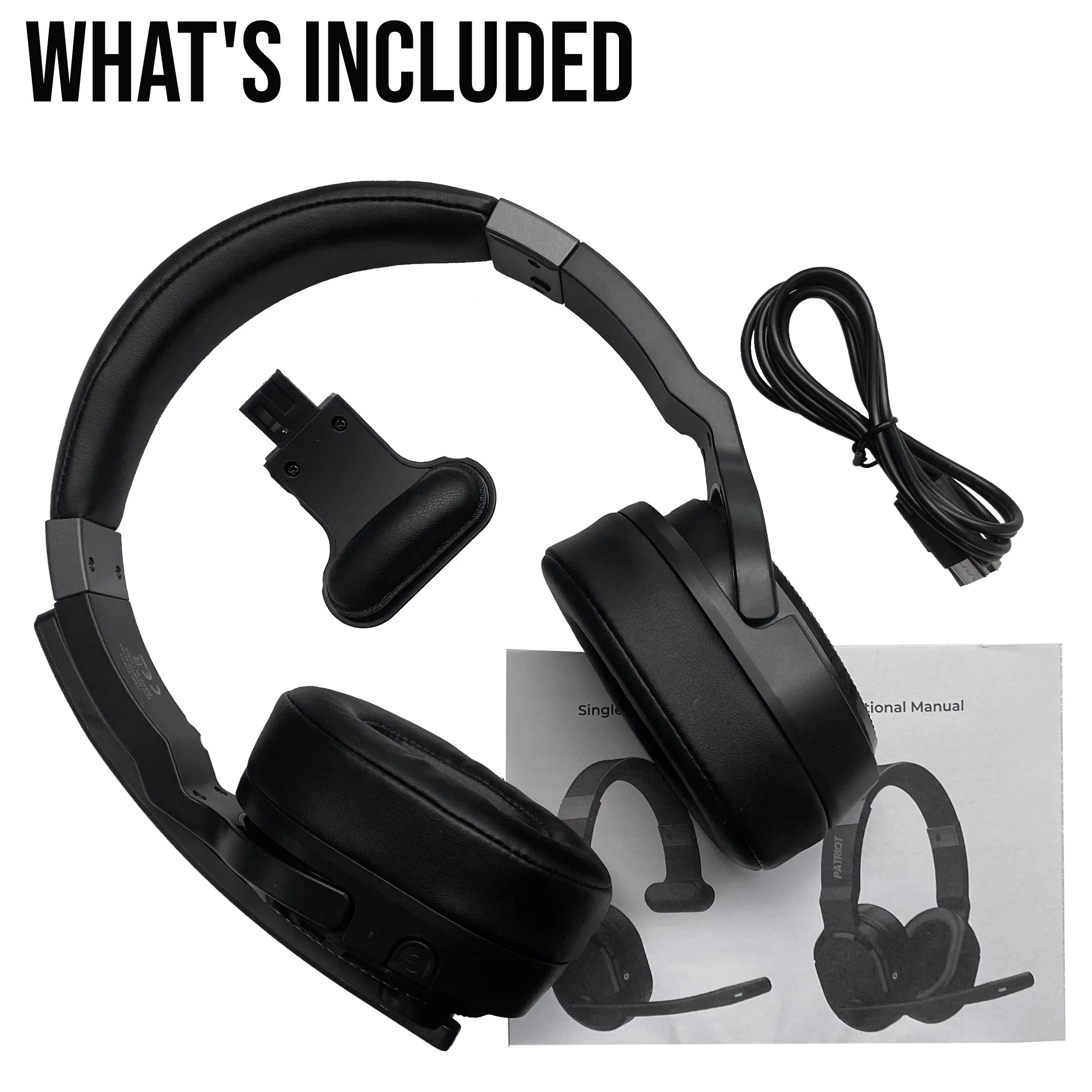 PATRIOT Convertible Bluetooth Over the Head Headset! Single or Dual Ear Stereo Noise Canceling Headset 200ft  Range