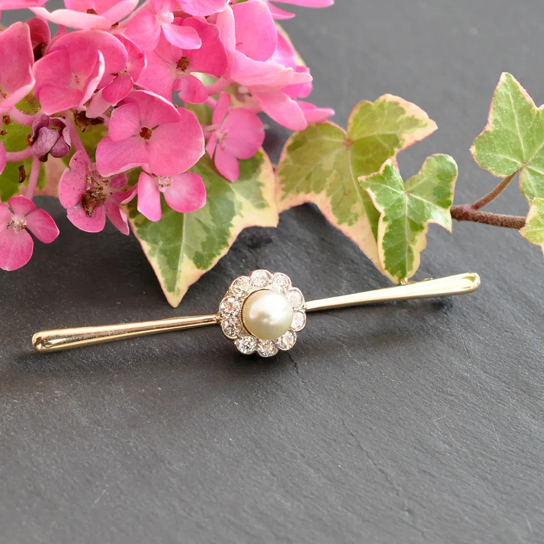 Pearl & Diamond Stock Pin