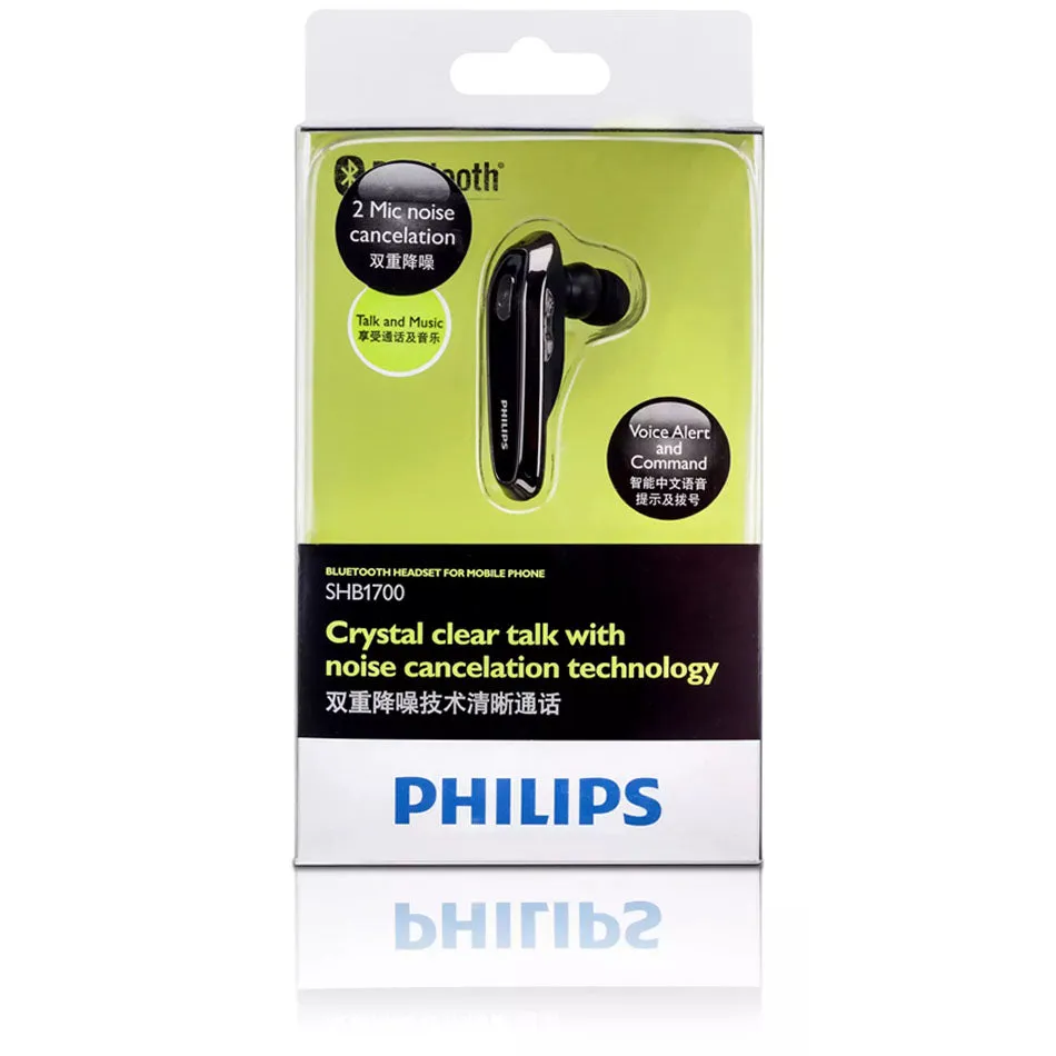 Philips SHB1700 Mono Bluetooth Headset with 2 Mic Noise Cancelation