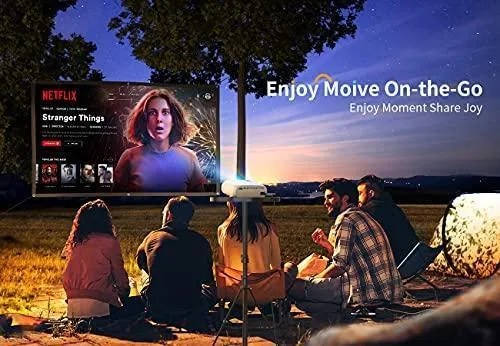 VANKYO Cinemango 100 WiFi Projector, Mini Projector for Outdoor Movies with 100'' Projector Screen, 220" Display & 1080P Supported, 55,000 Hours LED Lamp Life, Compatible with HDMI/TV Stick/USB