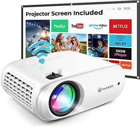 VANKYO Cinemango 100 WiFi Projector, Mini Projector for Outdoor Movies with 100'' Projector Screen, 220" Display & 1080P Supported, 55,000 Hours LED Lamp Life, Compatible with HDMI/TV Stick/USB