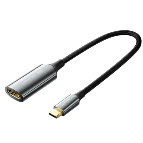 Vention 4K UHD USB Type C Male to Female HDMI Video Converter with Cotton Braided Cable and Gold Plated Connectors for Desktop Computer Laptop Mobile Phone Tablet to Smart TV Display Monitor Projector