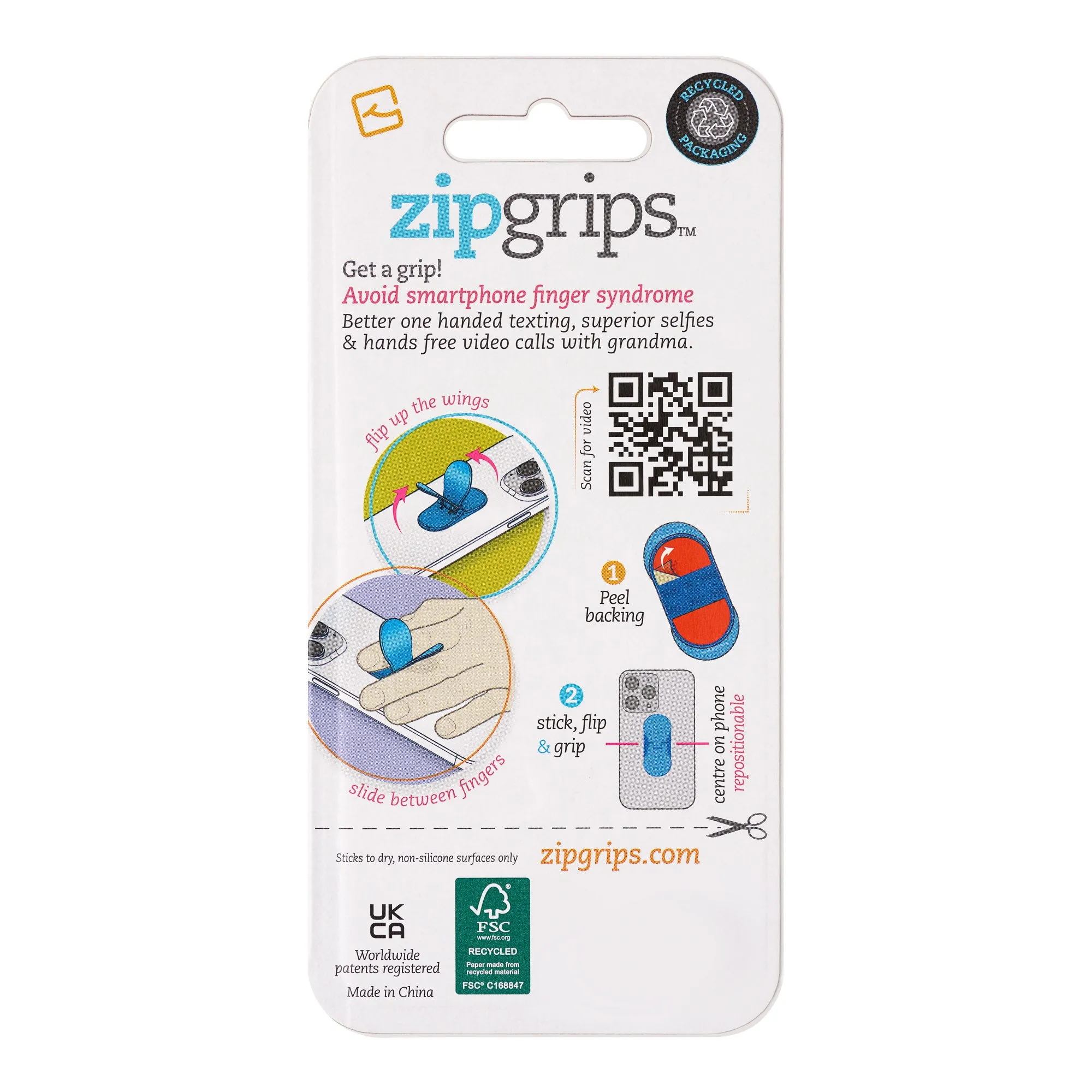 ZipGrips Phone Holder - Blue Geo